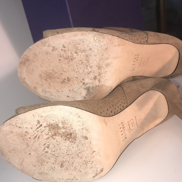 Stuart Weizmann Beige In and Out Perforated Bootie - Picture 3 of 8
